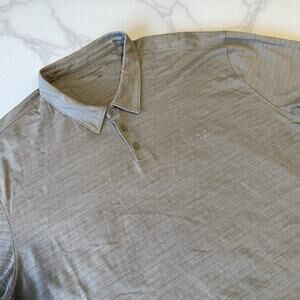 John Varvatos Shirt Gray Polo Short Sleeve Textured Cotton Collared Mens XXL